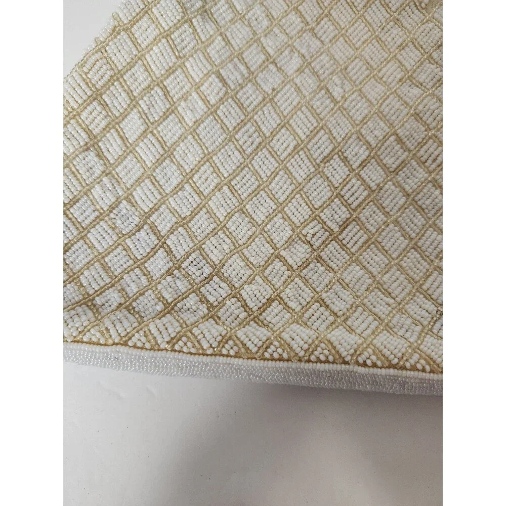 vintage white beaded clutch purse